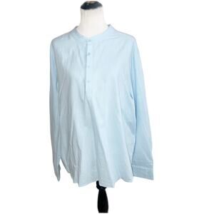 Hardaddy Bamboo 1/4 Button Roll Up Long Sleeve Lightweight Shirt XXL Blue Casual